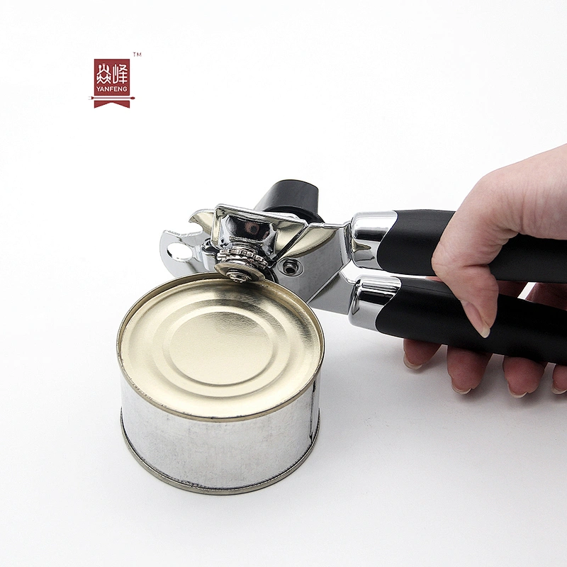 Comfortable grips safety stainless steel black manual can opener