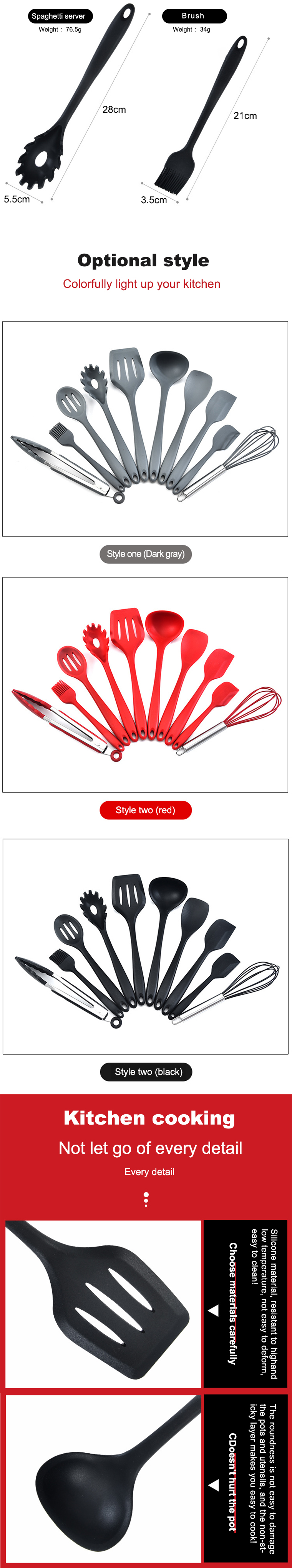 silicone kitchen utensil set