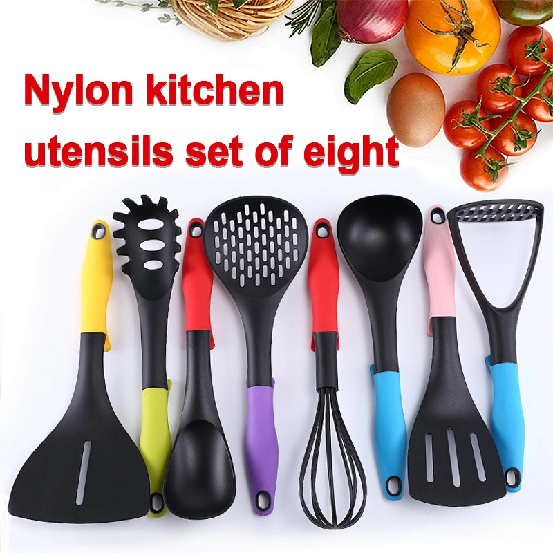 9 pcs Nylon Kitchen Utensil Rotating Stand Gadgets Tools Set Cooking Spatula Soup Nylon Kitchen Utensils Set