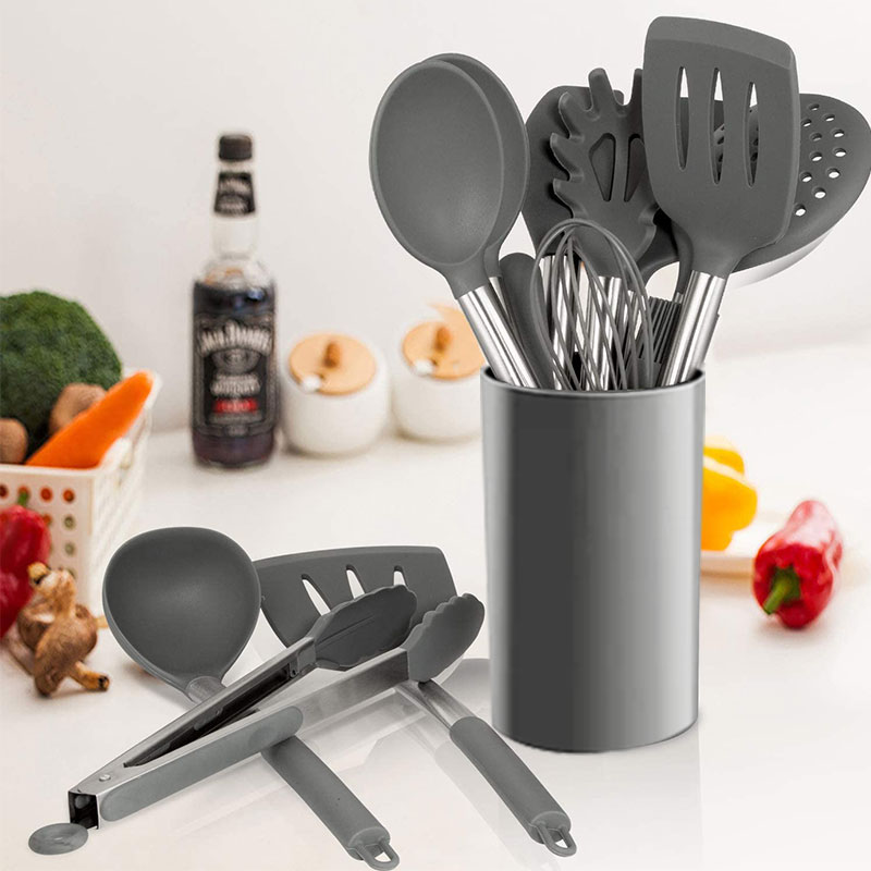 17 Pcs Kitchen Utensils Set Heat Resistant Silicone Cookware set Silicone Cooking Utensil Set with Stainless Steel Hander