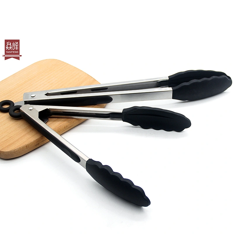 Hot selling professional BBQ tool silicone stainless steel 9'' 12'' food tong