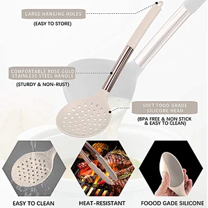 24pcs Silicone Kitchen Utensils Set Non stick Kitchen Cookware set with Stainless Steel Handle Silicone Cooking Utensil Set