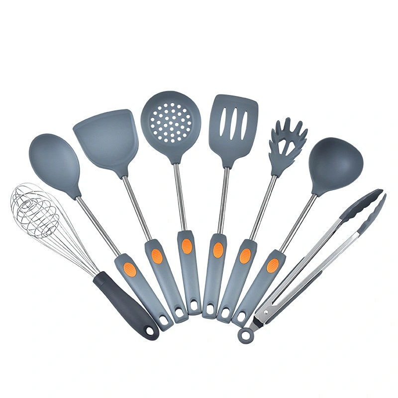 7pcs Silicone Kitchen Utensils Set cookware set gadget Heat Resistant Stainless Steel Handle Silicone Cooking Utensil Set