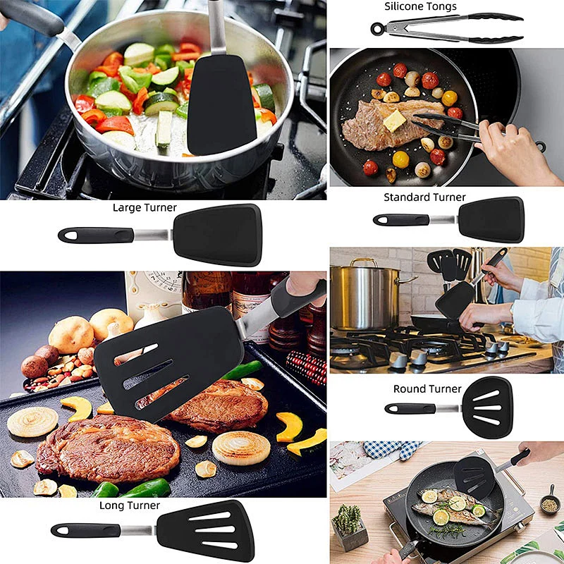 5-Piece Heat Resistant Silicone Spatulas kitchen gadget Silicone Turner Spatula Set cookware sets Silicone Cooking Utensil Set