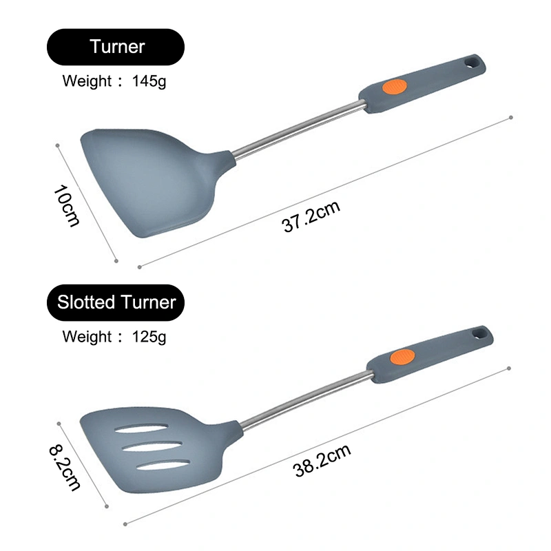7pcs Silicone Kitchen Utensils Set cookware set gadget Heat Resistant Stainless Steel Handle Silicone Cooking Utensil Set