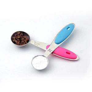 Amazon hot seller stainless steel silicone handle 5pcs measuring spoon