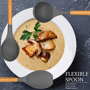 26 Pcs Kitchen Utensils Cooking Utensils Set Heat Resistant Kitchen Gadgets Silicone Cooking Utensil Set with Wooden Handle