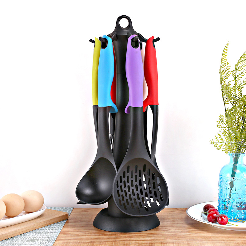 9 pcs Nylon Kitchen Utensil Rotating Stand Gadgets Tools Set Cooking Spatula Soup Nylon Kitchen Utensils Set