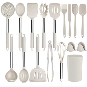 17 Pcs Kitchen Utensils Set Heat Resistant Silicone Cookware set Silicone Cooking Utensil Set with Stainless Steel Hander