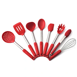 9 pcs kitchen accessories Stainless steel handle kitchenware utensil set cozinh Cookware Set silicone cooking utensils set
