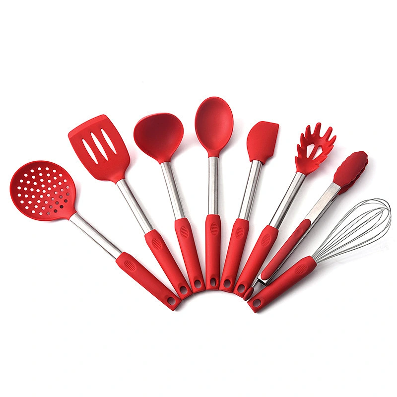 9 pcs kitchen accessories Stainless steel handle kitchenware utensil set cozinh Cookware Set silicone cooking utensils set