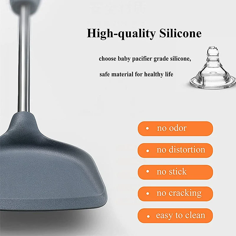 8Pcs Kitchen Cooking Tools with Stainless Steel Handle Kitchen Cookware Set Silicone Cooking Utensils Set with Holder