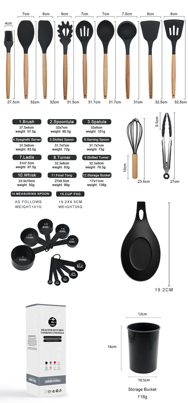 Silicone Cooking Kitchen Utensils