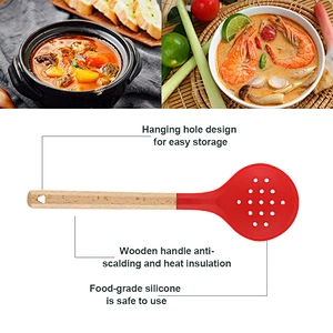 Kitchen Strainer Ladle Slotted Spoon High Heat Resistant Non Stick Cooking Slotted Skimmers For Draining & Frying