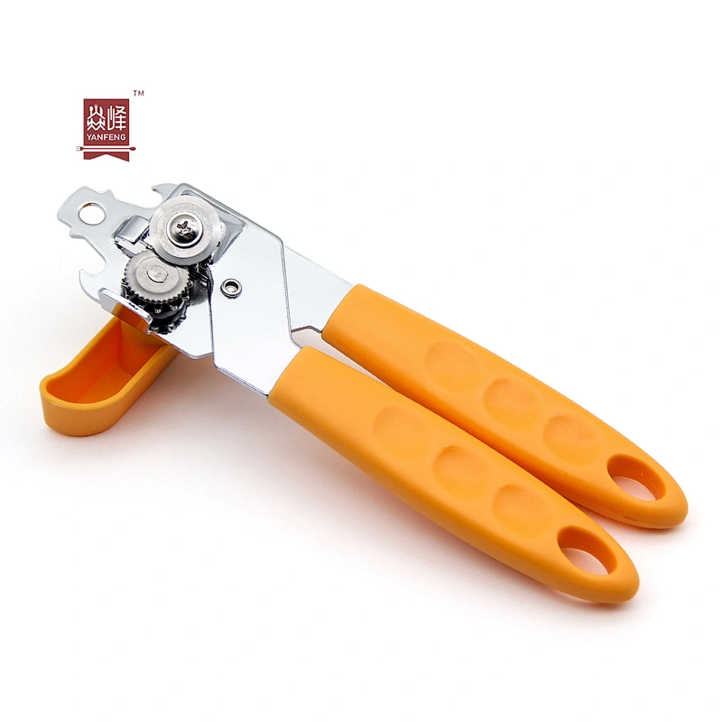YF Eco-friendly Non-slip Grip Can Opener Orange(OEM Color) Lightweight Stainless Steel Handy Can Opener