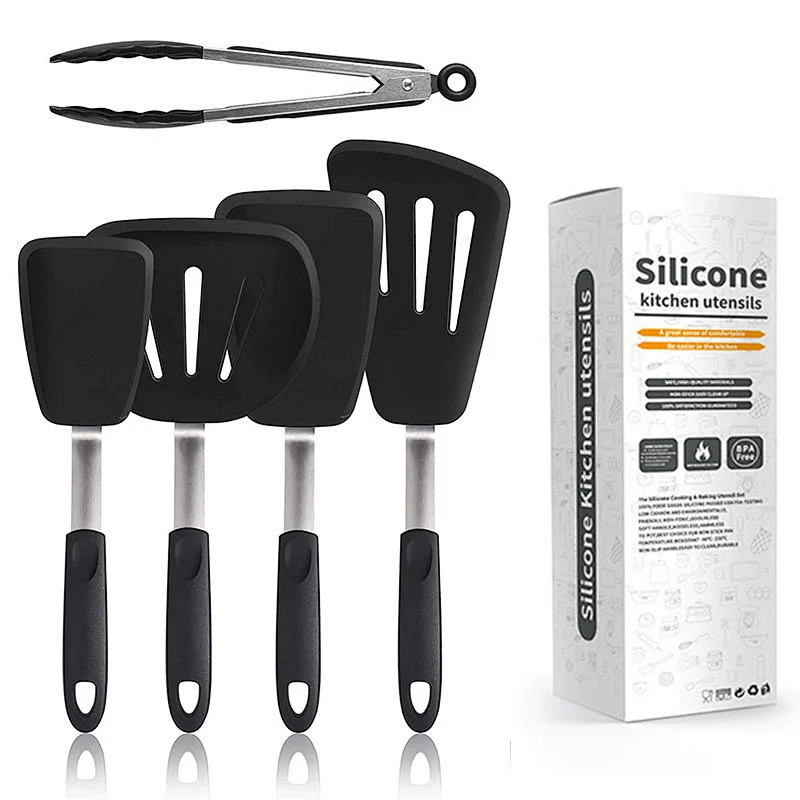 5-Piece Heat Resistant Silicone Spatulas kitchen gadget Silicone Turner Spatula Set cookware sets Silicone Cooking Utensil Set