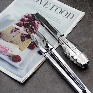 Amazon Hot Sale Cooking Tong for Barbecue BBQ Grill food clip  Food Grade Stainless Steel Kitchen Tongs