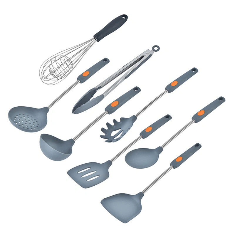7pcs Silicone Kitchen Utensils Set cookware set gadget Heat Resistant Stainless Steel Handle Silicone Cooking Utensil Set