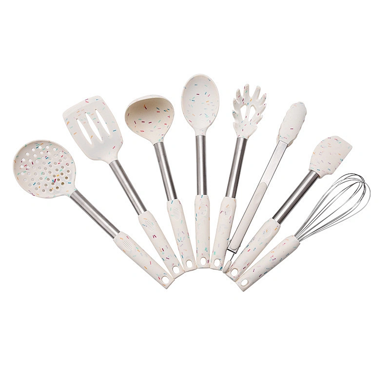 9 pcs kitchen accessories Stainless steel handle kitchenware utensil set cozinh Cookware Set silicone cooking utensils set