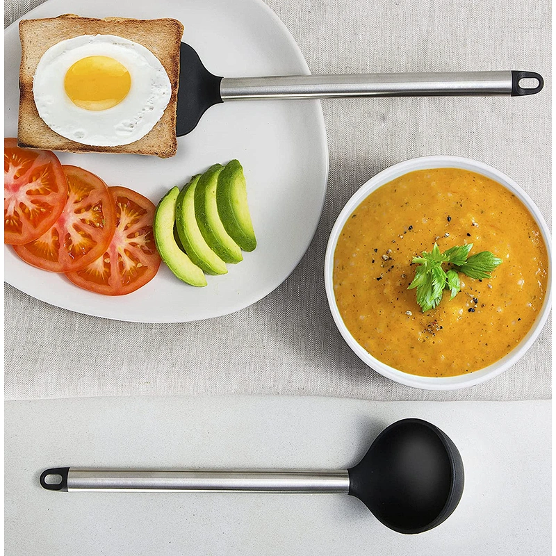 11 pcs kitchen cooking set silicone kitchen accessories gadget Silicone Kitchen Utensils Set with Stainless Steel Handles