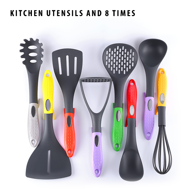 9-piece Nylon Kitchen Cooking Utensil Set Kitchen Utensils Set Rotating Stand accessories Nylon Kitchen Utensils Set