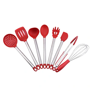 Silicone Kitchenware Cooking Utensils Set Non-stick Cookware Spatula Silicone Kitchen Utensil set with Stainless Steel Handle