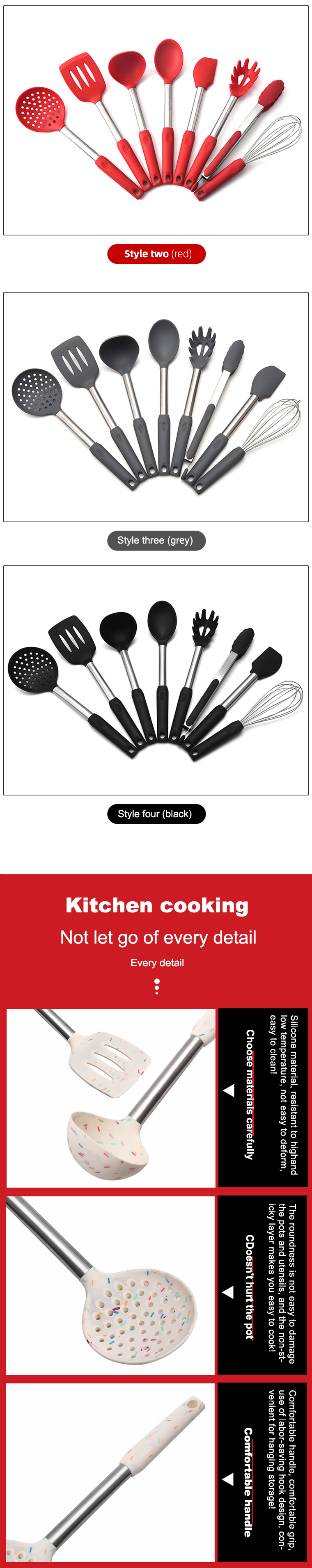 silicone kitchen utensil set