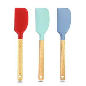 Non-stick silicone spatula Non-Stick Cookware Heat Resistant Kitchen Cooking Utensil Silicone Spatula with Wooden Handle