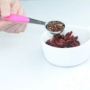 Amazon hot seller stainless steel silicone handle 5pcs measuring spoon