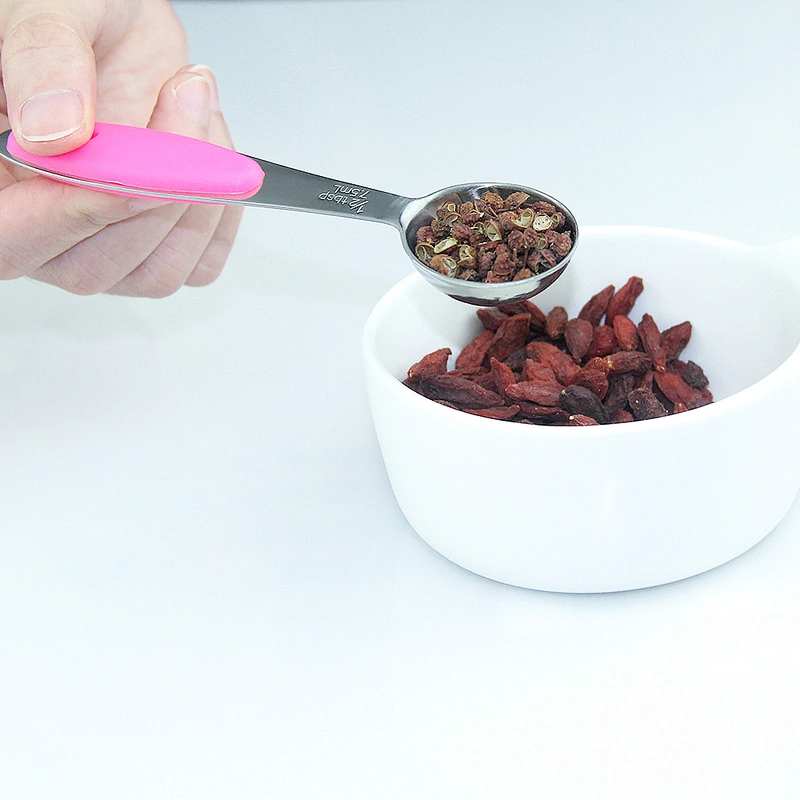 Amazon hot seller stainless steel silicone handle 5pcs measuring spoon