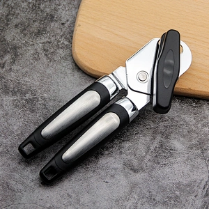 Comfortable grips safety stainless steel black manual can opener