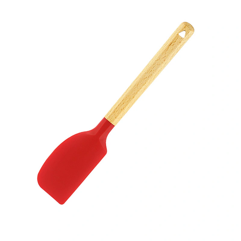 Non-stick silicone spatula Non-Stick Cookware Heat Resistant Kitchen Cooking Utensil Silicone Spatula with Wooden Handle