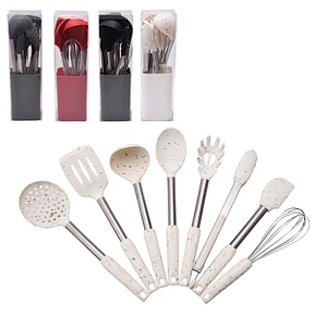 9 pcs kitchen accessories Stainless steel handle kitchenware utensil set cozinh Cookware Set silicone cooking utensils set
