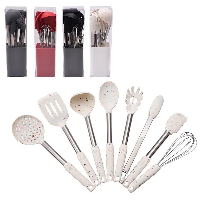9 pcs kitchen accessories Stainless steel handle kitchenware utensil set cozinh Cookware Set silicone cooking utensils set