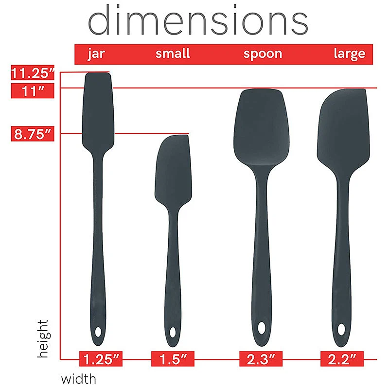 4 pcs Silicone Spatula Set Heat Resistant Nonstick Small and Large Kitchen Spatulas cookware sets Kitchen Utensil Set