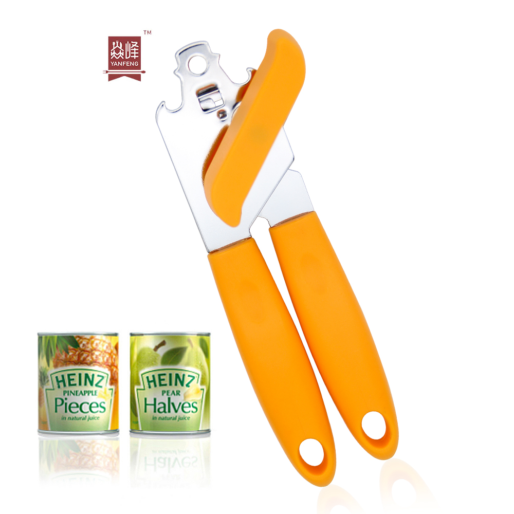 YF Eco-friendly Non-slip Grip Can Opener Orange(OEM Color) Lightweight Stainless Steel Handy Can Opener