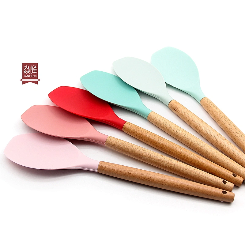 Heat Resistant Silicone Spoonula Spatula Spoon food grade Kitchen silicone salad spoon Non Stick Rubber Cooking Utensil