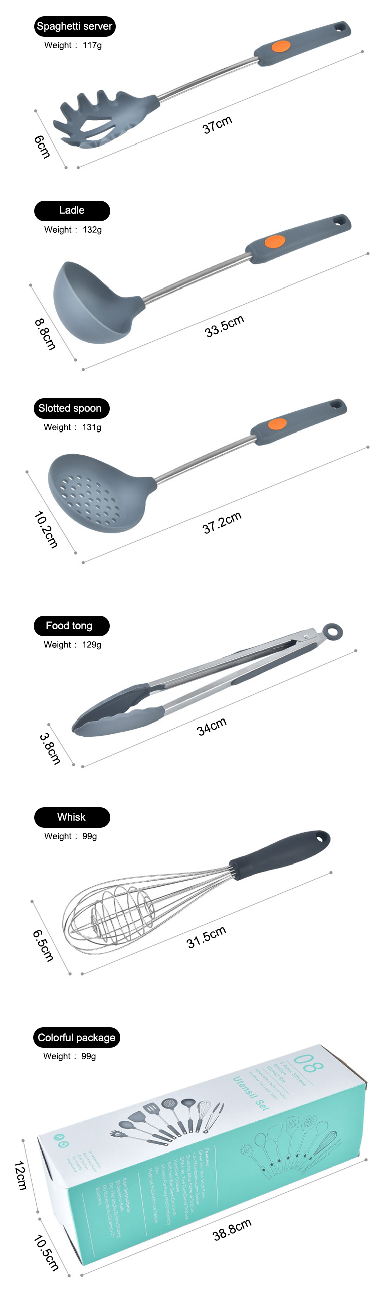 silicone kitchen utensil set