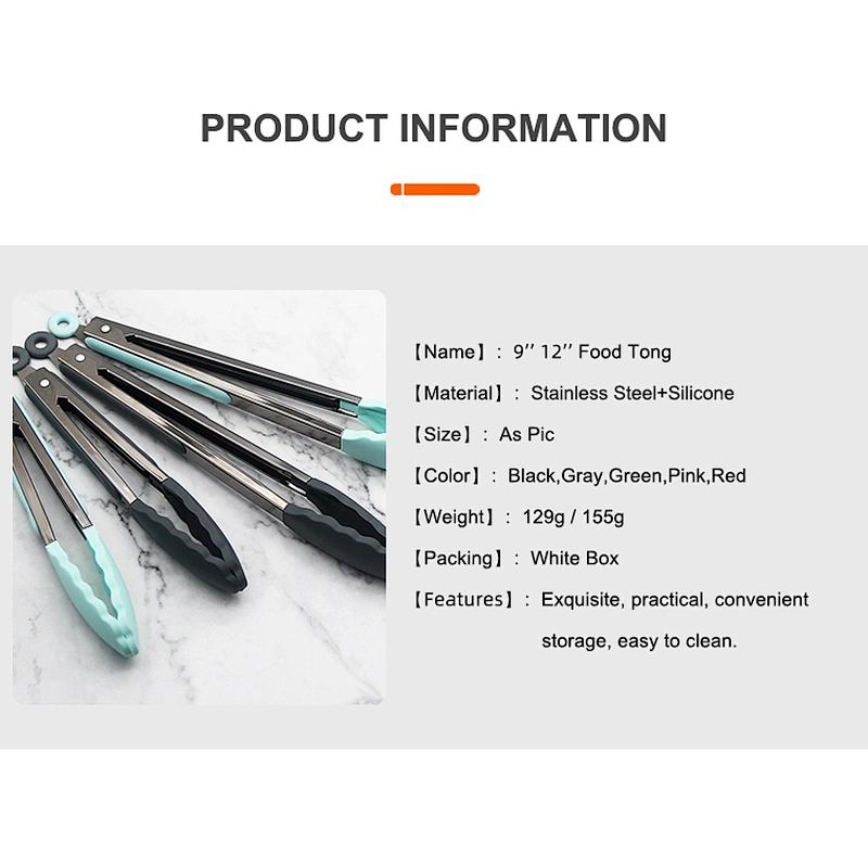 Premium Kitchenware Baking Tool Silicone Tongs for BBQ