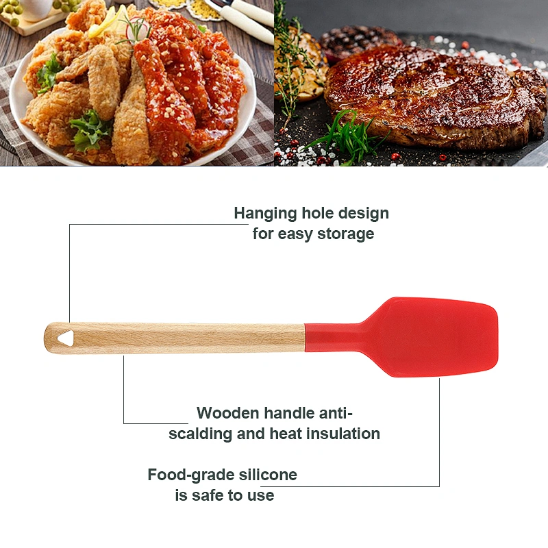 Amazon Hot Selling Kitchen Baking Tools Mixing Shovel Nonstick Heat Resistant Silicone Cooking Spoon Spatula Spoon