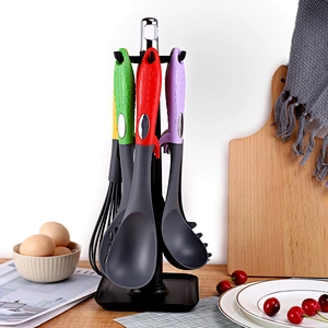 9-piece Nylon Kitchen Cooking Utensil Set Kitchen Utensils Set Rotating Stand accessories Nylon Kitchen Utensils Set
