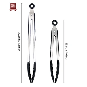 Hot selling professional BBQ tool silicone stainless steel 9'' 12'' food tong