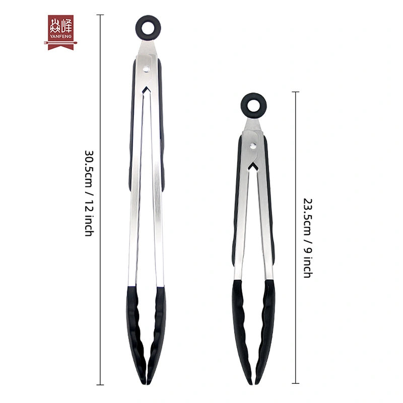 Hot selling professional BBQ tool silicone stainless steel 9'' 12'' food tong
