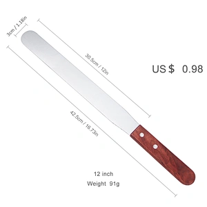 YF Custom Pastry Cake Cream Scraper Butter Spatula With Wooden Handle Cake Baking Icing Spatula