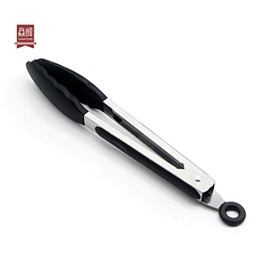 Hot selling professional BBQ tool silicone stainless steel 9'' 12'' food tong
