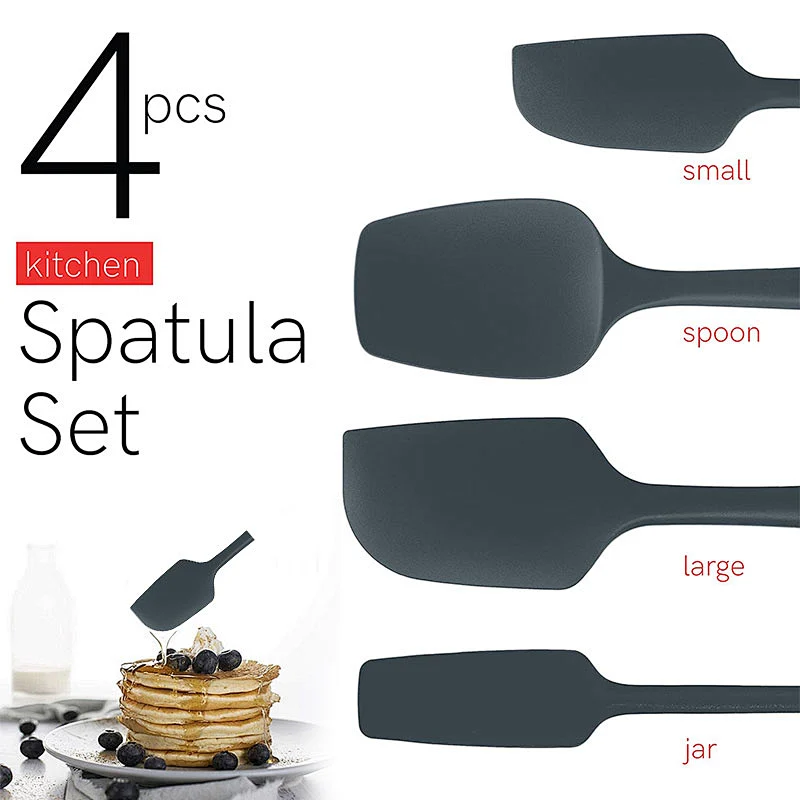 4 pcs Silicone Spatula Set Heat Resistant Nonstick Small and Large Kitchen Spatulas cookware sets Kitchen Utensil Set