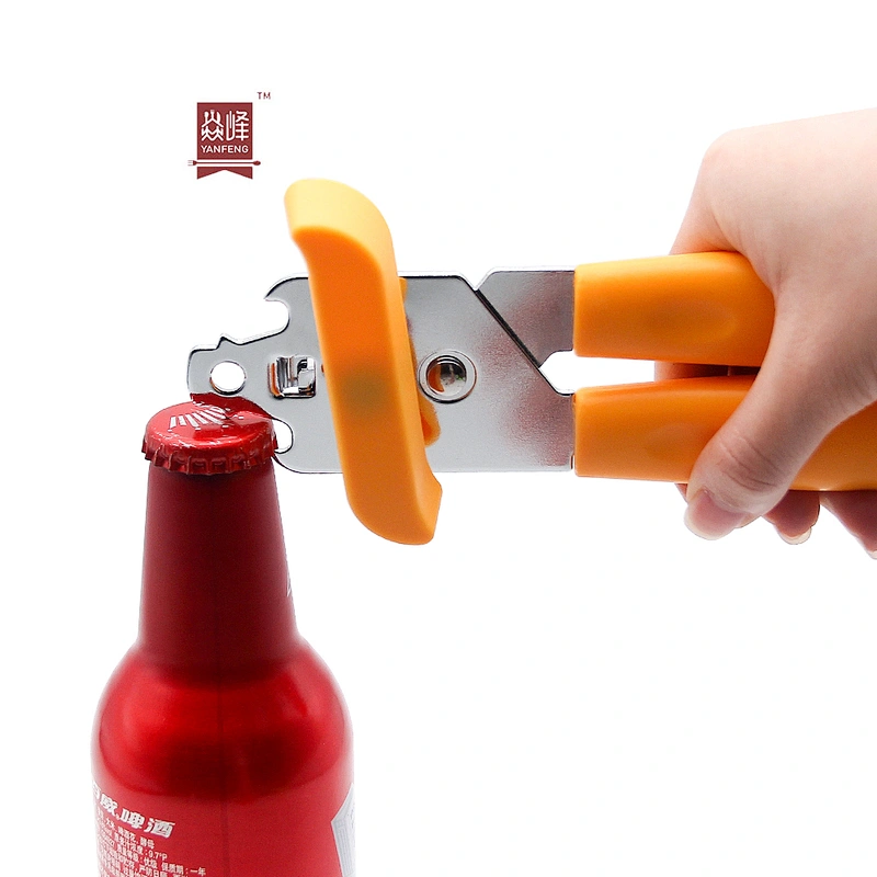 YF Eco-friendly Non-slip Grip Can Opener Orange(OEM Color) Lightweight Stainless Steel Handy Can Opener