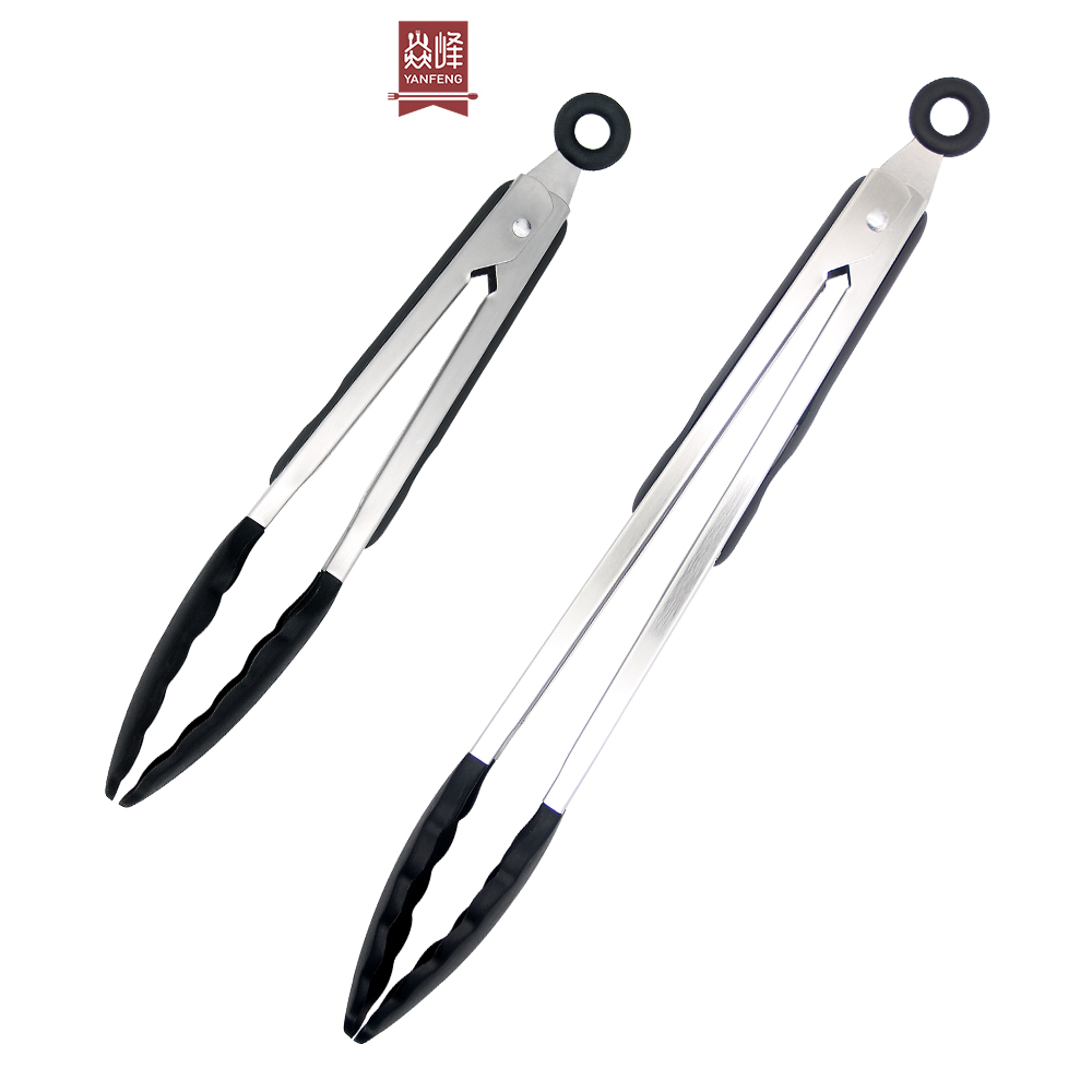 Hot selling professional BBQ tool silicone stainless steel 9'' 12'' food tong