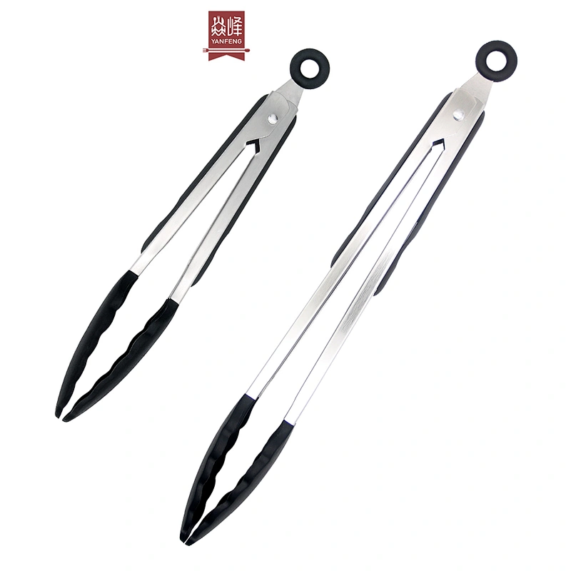 Hot selling professional BBQ tool silicone stainless steel 9'' 12'' food tong