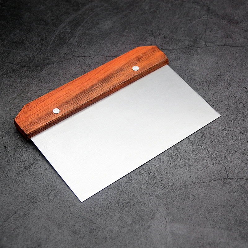 Bakeware Tools Wooden Handle Pastry Scraper and Cutter Stainless Steel Bread Dough Cutter Cake Spatula Tool Kitchen Gadget